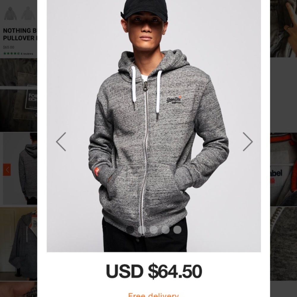 Super dry men’s grey hoodie - EUC.